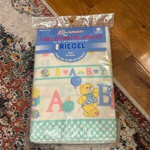 ABC nursery pattern vintage pack of 2 receiving blankets
